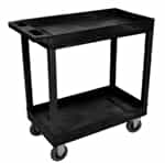 Luxor EC11SP5-B Black Two Tub Shelf Cart w/ 5" Casters