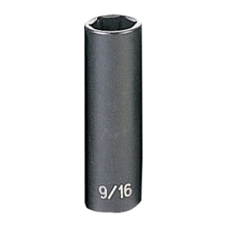 Grey Pneumatic 3/8" Drive 9/16" Deep Fractional Impact Socket GRE1018D