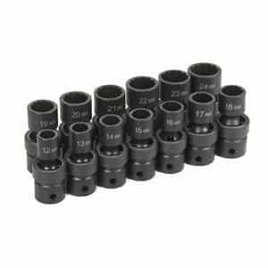 Grey Pneumatic 1/2" Drive 13 Piece 12 Point Metric Universal Impact Socket Set GRE1713UM