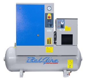BelAire BR5503D 5HP 60G 150psi Three Phase Belt Drive Rotary Screw Air Compressor w/Dryer P/N 4152011810