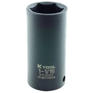 K Tool International 1/2in. Drive 1-1/16in. Deep 6 Point Impact Socket KTI33234