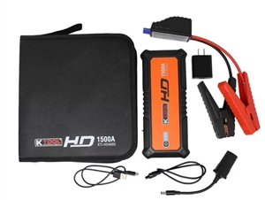 K Tool International HD 24,000 mAh Compact Jump Starter for Gasoline & Diesel Engines w/1500 amp - KTIHD4903