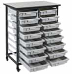 Luxor MBS-DR-16S Mobile Bin Storage Unit - Double Row 16 Small Bins