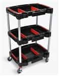 Luxor MC-3 Black/Red 3 Shelf Mechanics Cart w/Aluminum Legs