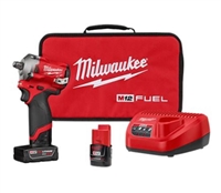 Milwaukee 2555-22 2555-22 M12 FUEL™ Stubby 1/2" Impact Wrench Kit- MLW2555-22