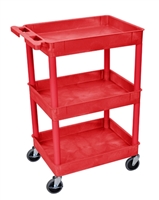 Luxor RDSTC111RD Red Utility 3-Shelf Tub Cart