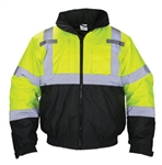 SAS Safety Hi-Viz Class 3 Hooded Yellow Bomber Jacket Sizes Available: Medium 690-1508, Large 690-1509, X-Large 690-1510, 2X-Large 690-1511 & 3X-Large 690-1512