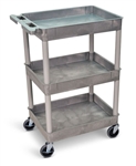 Luxor STC111-G Gray 3-Shelf Tub Cart