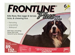 Frontline Plus for Dogs 89-132 lbs, Red 6 Tubes