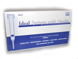 Ideal Syringe 3 cc, 22 ga. x 1", Regular Luer, 100/Box