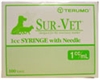 Terumo Sur-Vet Tuberculin Syringe 1 cc, 25 ga. x 5/8", Detachable Needle, Regular Luer, 100/Box