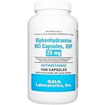 Diphenhydramine HCL [Compare to Benedryl] 25 mg, 1000 Capsules