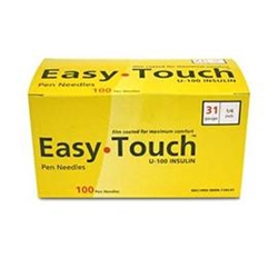 EasyTouch Pen Needles, 31 ga. x 1/4", 100/Box