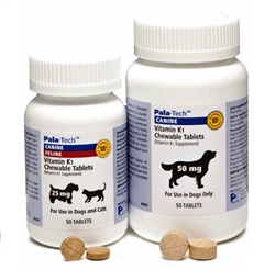 Pala-Tech Vitamin K1 Chewable Tablets For Dogs & Cats, 25 mg, 50 Tablets