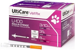 UltiCare Insulin Syringe U-100  3/10 cc, 31 ga. x 5/16", 100/Box