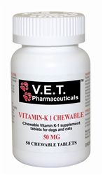 Vitamin K1 50 mg [V.E.T. Pharmaceuticals], 50 Chewable Tablets