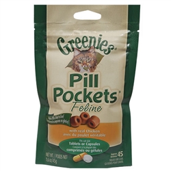 Feline Greenies Pill Pockets, Chicken Flavor, 1.6 oz., 6 Pack