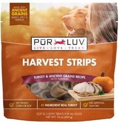 Pur Luv Turkey & Pumpkin Harvest Strips, 16 oz