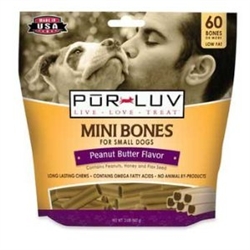 Pur Luv Mini Bones - Peanut Butter 32 oz, 60 Bones