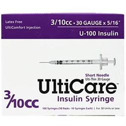 UltiCare Insulin Syringe U-100 3/10 cc, 31G X  5/16", 10/BAG