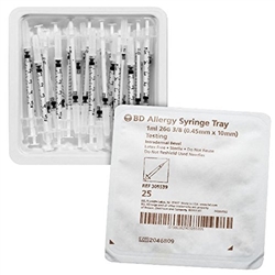 BD Allergy Syringe 1ml, 26G x 3/8" Intradermal Bevel Needle