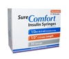 Sure Comfort U-100 Insulin Syringe 1/2cc, 28G x 1/2", 100/Box Regular Needle