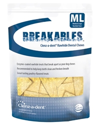 Clenz-a-dent Breakables Dental Rawhide Chews For Medium-Large Dogs, 15 Chews