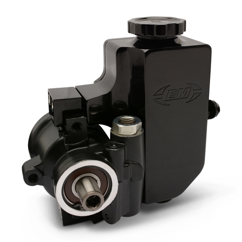 Power Steering Pump with Threaded Mounting Holes,Black with Attached Billet Aluminum Reservoir