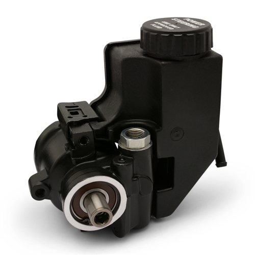 Power Steering Pump with Threaded Mounting Holes with Attached Plastic Reservoir Black Finish