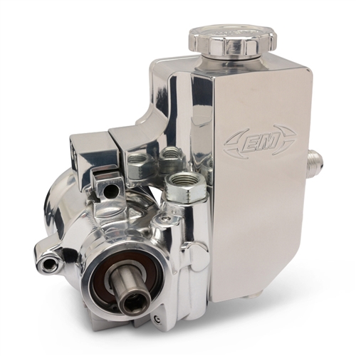 Power Steering Pump with Threaded Mounting Holes,Polished with Billet Aluminum Attached Reservoir