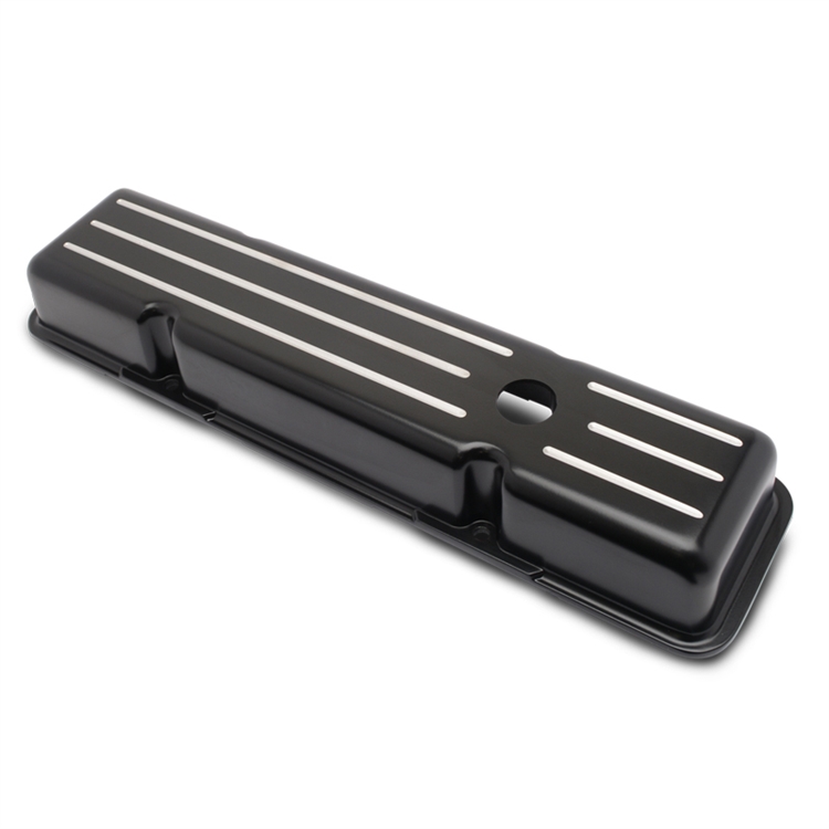 Valve Covers Short Ball Milled SB Chevy - Black Highlight Finish