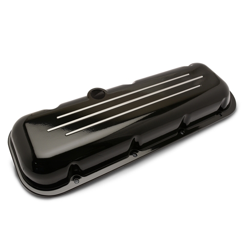 Valve Cover Short Ball Milled  BB Chevy - Black Highlight Finish