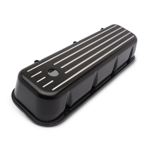 Valve Cover Tall Ball Milled BB Chevy - Black Highlight Finish