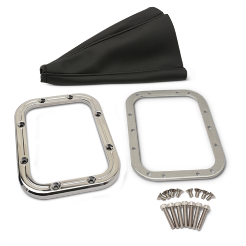 Shifter Bezel Kit  Mount Plate & Boot Ball Milled Billet Alum