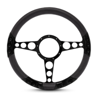 Racer Sport Billet Steering Wheel 13-1/2" Black Anodized Spokes/Black Grip