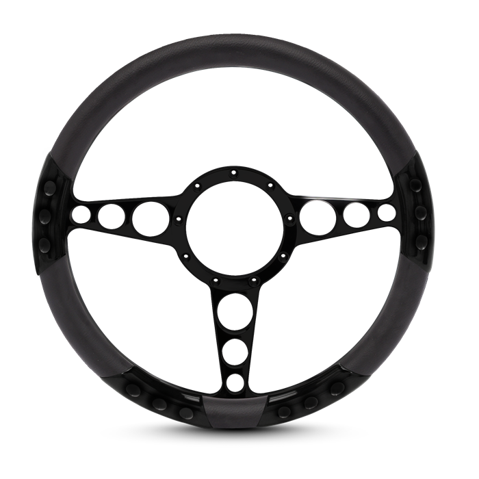 Racer Sport Billet Steering Wheel 13-1/2" Black Anodized Spokes/Black Grip