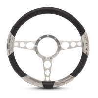 Racer Sport Billet Steering Wheel 13-1/2" Clear Anodized Spokes/Black Grip