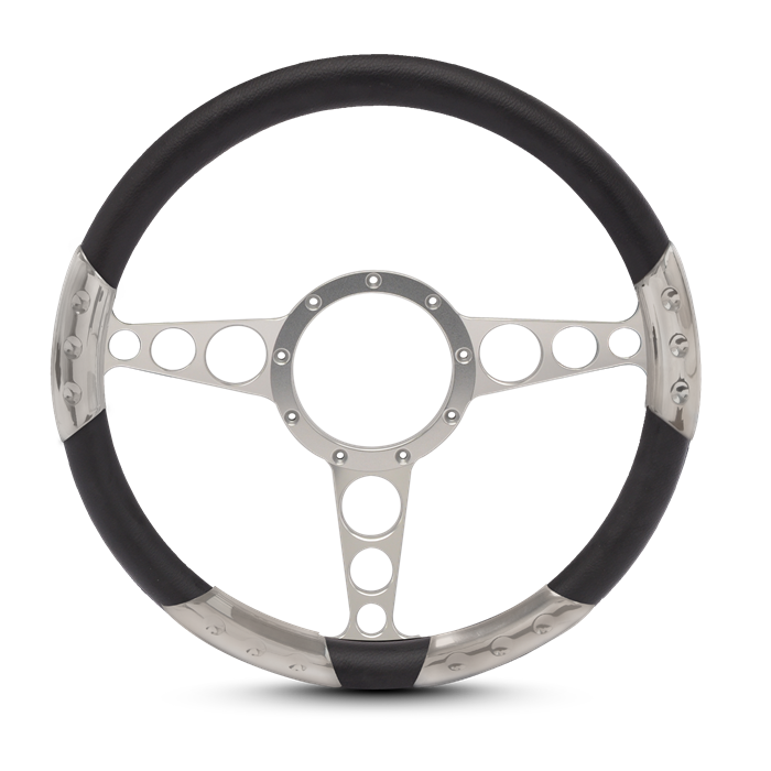 Racer Sport Billet Steering Wheel 13-1/2" Clear Coat Spokes/Black Grip