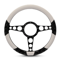 Racer Sport Billet Steering Wheel 13-1/2" Black Anodized Spokes/White Grip