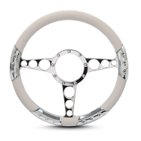 Racer Sport Billet Steering Wheel 13-1/2" Polished Spokes/White Grip