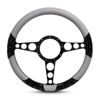 Racer Sport Billet Steering Wheel 13-1/2" Black Anodized Spokes/Grey Grip