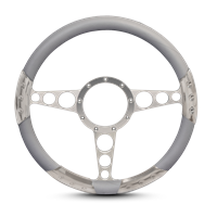 Racer Sport Billet Steering Wheel 13-1/2" Clear Anodized Spokes/Grey Grip