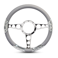 Racer Sport Billet Steering Wheel 13-1/2" Polished Spokes/Grey Grip