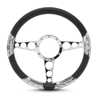 Racer Sport Billet Steering Wheel 13-1/2" Polished Spokes/Black Grip