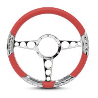 Racer Sport Billet Steering Wheel 13-1/2" Polished Spokes/Red Grip