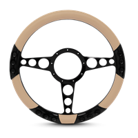 Racer Sport Billet Steering Wheel 13-1/2" Black Anodized Spokes/Tan Grip