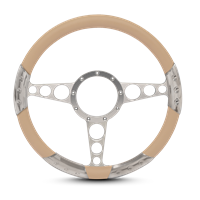 Racer Sport Billet Steering Wheel 13-1/2" Clear Anodized Spokes/Tan Grip