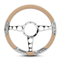 Racer Sport Billet Steering Wheel 13-1/2" Polished Spokes/Tan Grip