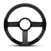 SS Logo Sport Billet Steering Wheel 13-1/2" Gloss Black Spokes/Black Grip