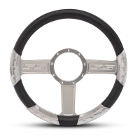 SS Logo Sport Billet Steering Wheel 13-1/2" Clear Anodized Spokes/Black Grip